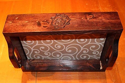 Handmade wood tray with raised handles