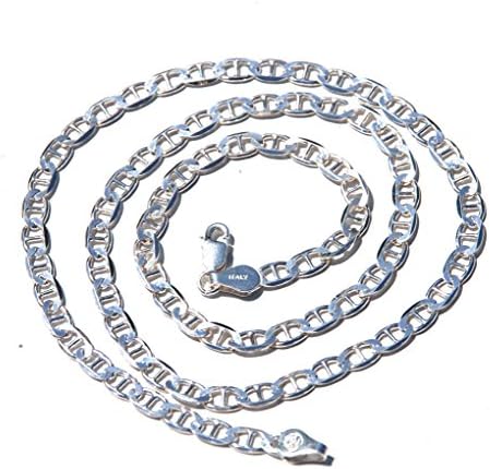 Men's Sterling Silver 925 Italian Solid Gucci Link-Chain Necklace - Sturdy 4mm Wide Lobster Clasp 16-30" (30 Inches)