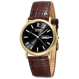 Citizen Men's Eco-Drive Gold-Tone Leather Watch #BM8242-08E