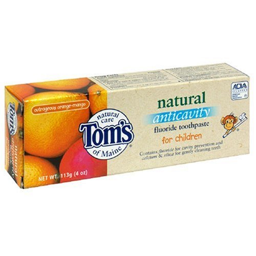 Tom's of Maine Natural Care Fluoride Toothpaste, Anticavity, for Children, Outrageous Orange Mango, 4 oz (113 g) (Pack of 6)