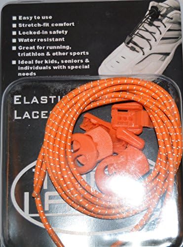 Locking Reflective Elastic No Tie Shoe Laces System (Neon Orange)