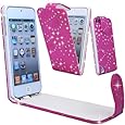 GLITZY GIZMOS PINK DIAMOND GLITTER BLING GEM SPARKLY PU LEATHER SECURE MAGNETIC FLIP CASE COVER POUCH FOR APPLE iPOD TOUCH 5 5G 5th GENERATION 5th GEN