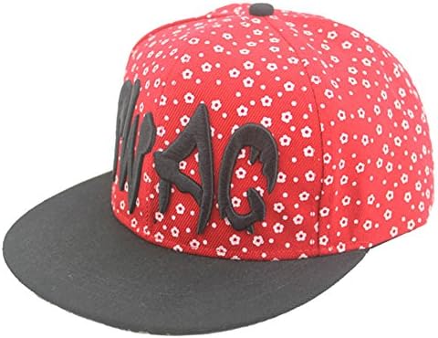 Caflin Mens Casual Leather SWAG Flat Visor Street Dancing Hat Baseball Cap Red Black