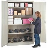 Lyon PP1031 1000 Series Standard Storage Cabinet with 4 Shelves, 48" Width x 24" Depth x 78" Height, 2000 lbs Capacity, Putty