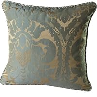 Elegant Decorative Pillow / Cushion Cover 18'x18' - Beige Blue Jacquard