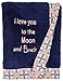 Bacati - Tribal/Aztec Plush Embroidered 30 x 40 inches Baby Blanket (Coral/Navy Love You to The Moon & Back)