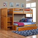 Honey Twin Full Mission Staircase Bunk with Trundle
