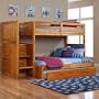 Honey Twin Full Staircase Mission Bunk w/ Trundle: Desk Hutch & Chair, TV Stand