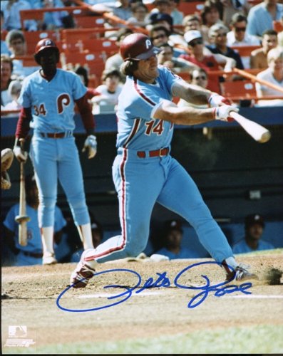 Pete Rose Autographed/Hand Signed Philadelphia Phillies Baseball 8x10 Photo