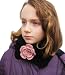 Handmade Acrylic Neckwarmer for Girls - Black with Cinammon Pink Crocheted Fl...