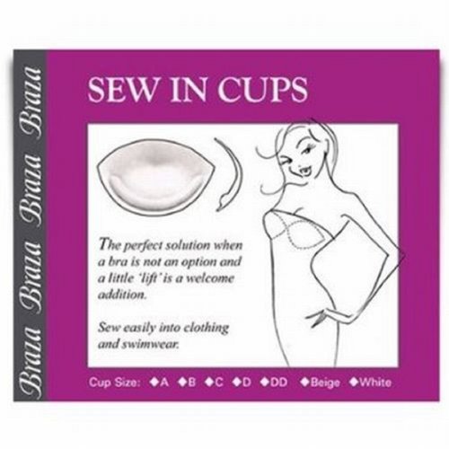 Braza Bra Cups Sew In 1pr Sz D White