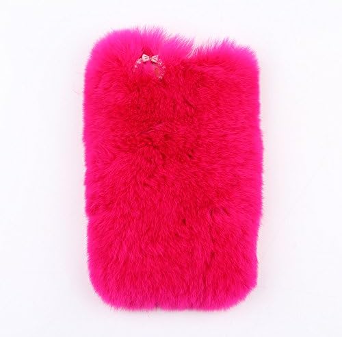 iPhone 5C Case, Bling Diamond Fluffy Cover [Genuine Rex Rabbit Fur Case] Winter Wammer Handmade Soft Crystal Case Caselo 3 Pieces Accessories For iPhone 5C (ONLY FIT for iPhone 5C), Extremely Luxury Bling Cover + Free Stylus Pen + Free Screen Protector Film + Free Unique Caselo Butterfly Earphone Jack Plug - Red