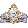 Two Tone Ladies Marquise Diamond Wedding Ring Set (Center stone is not included)