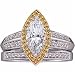 Jewelry : 0.45 Ct.T.W. Sparkling Round Cut Diamonds, 0.05 Ct.T.W. Yellow Round Cut Diamonds, 14Kt. Two Tone Gold. Diamond Wedding Ring Set, Semi-Mount Setting (without Center Stone)