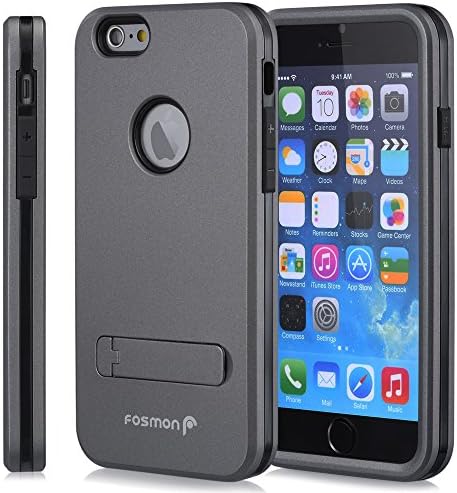 Apple iPhone 6 Plus (5.5") Case - HYBO-ARMOR Hybrid Dual Layer Case Cover with Kick Stand for Apple iPhone 6 Plus (5.5") (Dark Gray)