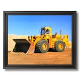 Caterpillar Cat 988B Heavy Wheel Loader Home Decor Wall Picture Black Framed Art Print
