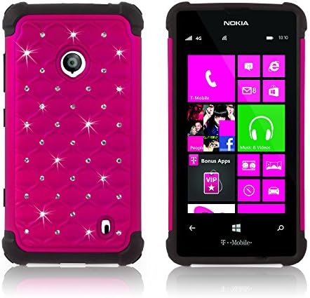BoxWave Case Compatible with Nokia Lumia 521 (Case by BoxWave) - SparkleShimmer Case, Sparkly Rhinestone Cover w/Shock Absorbing Bumper for Nokia Lumia 521 - Cosmo Pink