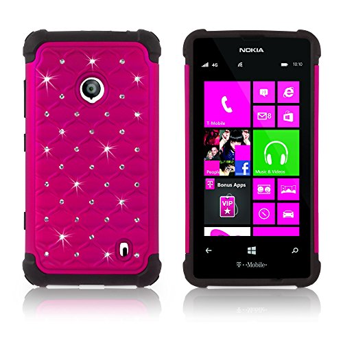 BoxWave Case Compatible with Nokia Lumia 521 (Case by BoxWave) - SparkleShimmer Case, Sparkly Rhinestone Cover w/Shock Absorbing Bumper for Nokia Lumia 521 - Cosmo Pink