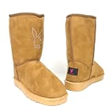 Womens Casual Comfort Mid Calf Pull On Flat Playboy Bunny Boots Light Brown , 5-10
