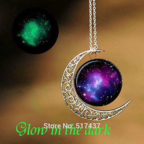 Pretty Lee Glow In The Dark Star Pendant Nebula Galaxy Jewelry Glowing Necklace Art Glass Necklace