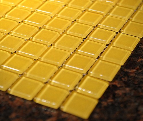 Glass Mosaic Tile yellow color for pool spa bathroom kitchen backsplash 1 sheet #8039