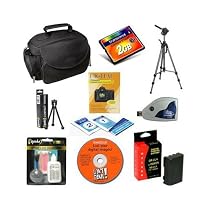 Accessory Kit for Canon Rebel XT & XTi Digital SLR Camera with Spare NB-2LH Battery for Canon + Transcend 2GB Compact Flash (CF) Card + High Speed USB 2.0 CompactFlash (CF) Card Reader + Deluxe Photo/Video 53" Tripod + Deluxe SLR System Camera Bag/Case + More
