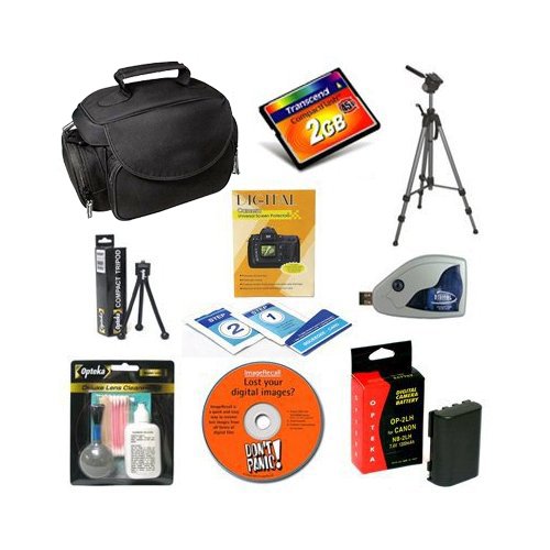 Accessory Kit for Canon Rebel XT & XTi Digital SLR Camera with Spare NB-2LH Battery for Canon + Transcend 2GB Compact Flash (CF) Card + High Speed USB 2.0 CompactFlash (CF) Card Reader + Deluxe Photo/Video 53