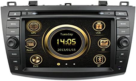 lsqSTAR For 2010 2011 Mazda 3 DVD GPS Navigation Player with 8" Digital Touch Screen Monitor Bluetooth Ipod 3G Steering Wheel + Free Map