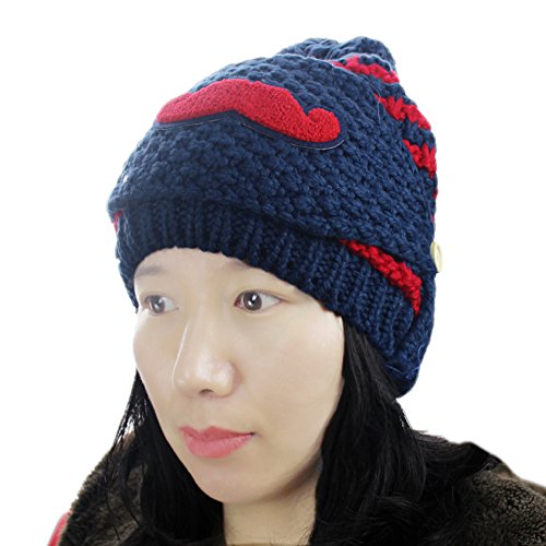 eYourlife2012 Women's Beard Mustache Knitted Striped PHat Hip Hop Beanie Cap