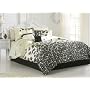 Elegant Black and White Floral 6Pc Comforter Set Bedskirt Dec Pillows
