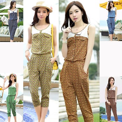 i-select コンビネゾン オールインワン クロップド ノースリーブ レディース M L XL イエロー レッド イエローグリーン 春夏