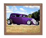 Vintage 1932 Ford Coupe Custom Car Automobile Wall Picture Oak Framed Art Print