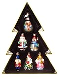 Set of 6 Winter Fun Glass Santa Claus Christmas Ornaments #829004