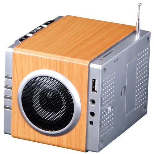 August MB300 Mini Wooden MP3 Stereo System and FM Clock Radio, with