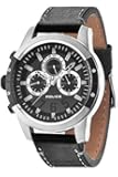Police Kicker Men's Quartz Watch with Black Dial Chronograph Display and Black Leather Strap 14381JSUB/61