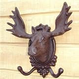 Moose Coat Rack Hat Rack Wall Plaque Head Cast Iron Antlers