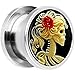 Body Candy Stainless Steel Red Rose Skeleton Screw Fit Plug Pair (5mm to 20mm)
