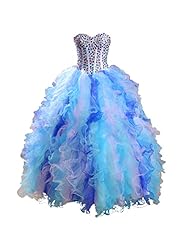Organza    Lace-Up  Sweetheart  Ball Gown Quinceanera Dress  With a Bow(s) and Rhinestones and Ruffles