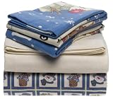 Melrose Home Frosty Friends 150 GSM Heavy Cotton Flannel Sheet Set, Full