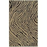 Surya Alfresco Tan Black Zebra Contemporary 7 3" Round Rug (ALF-9517)