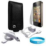 iPhone 4 Melrose Flip Carrying Case + 2 Piece Dual Screen Protector + Car Charger + Home Charger + Wisdom * Courage Wristband