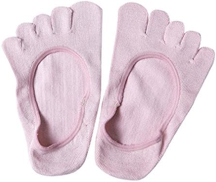 Cnhw Women's Soft Comfortable No-show Silk Five Toe Crew Sock Pink Onesize
