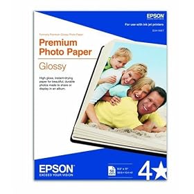 Epson High-Gloss Premium Photo Paper, 8.5 x 11 Inches, 50 Sheets per Pack (S041667)