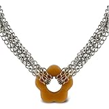 Sterling Silver Peach Aventurine Flower Necklace 51ZXNN9142L. SL160 Sterling Silver Peach Aventurine Flower Necklace