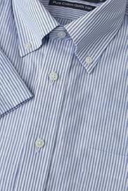 Pure Cotton Quick Iron Short Sleeve Bengal Striped Oxford Shirt