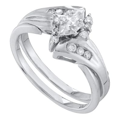 Cheap Girls Jewelry 0.25CT DIAMOND MARQUISE CENTER BRIDAL SET For Sale
