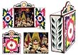 Painted wood retablo, 'Celebrating the Birth'