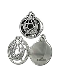 Sterling Silver Crescent Moon Pentacle Pentagram Aromatherapy Locket by Dryad Design