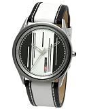 DFactory Men's DFC001ZWW White Label Black Dial White Leather Strap Watch