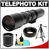 Rokinon 500mm f/8 Telephoto Lens & 2x Teleconverter (= 1000mm) with Tripod + Cleaning Kit for Olympus Pen E-P2, E-P3, E-PL2, E-PL3, E-PM1 & Panasonic Micro 4/3 Digital SLR Cameras